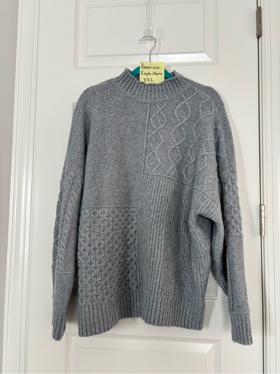 American Eagle Outfitters Sweaters - American Eagle Outfitters Women’s Grey Patchwork Cable Knit Sweater
